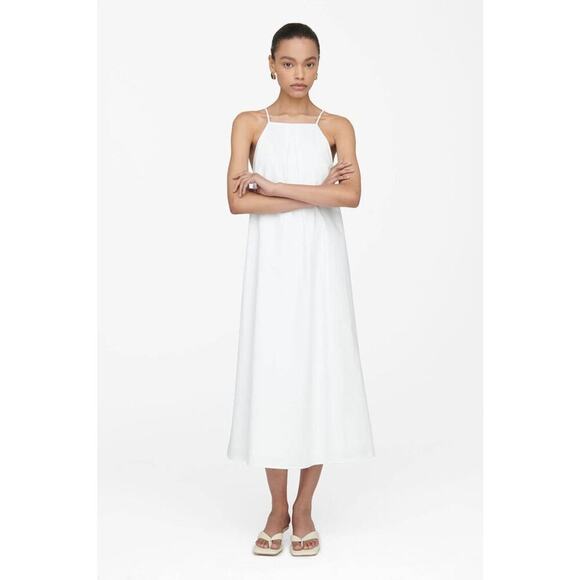 NWT Anine Bing L Bree Dress Midi White 100% Cotton - Picture 1 of 15